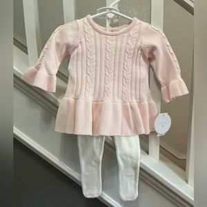 NWT Baby pink sweater and leggings two piece set 3M